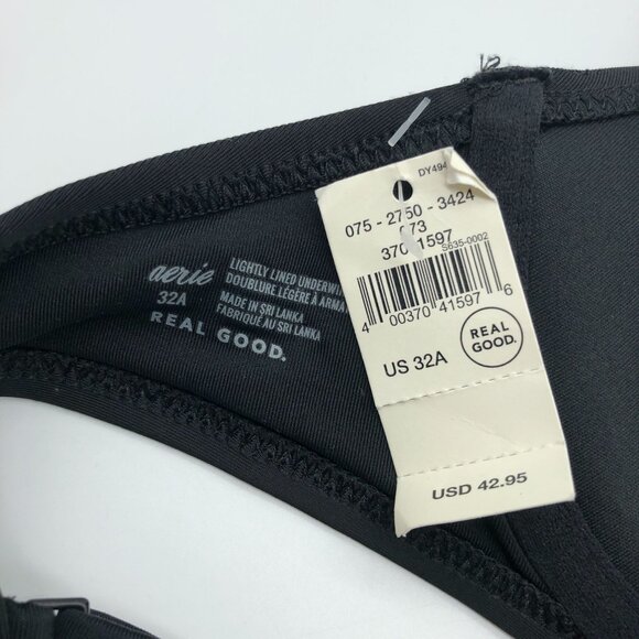 Aerie Real Good Lightly Lined Underwire Bra Black Size 32A - Picture 3 of 5